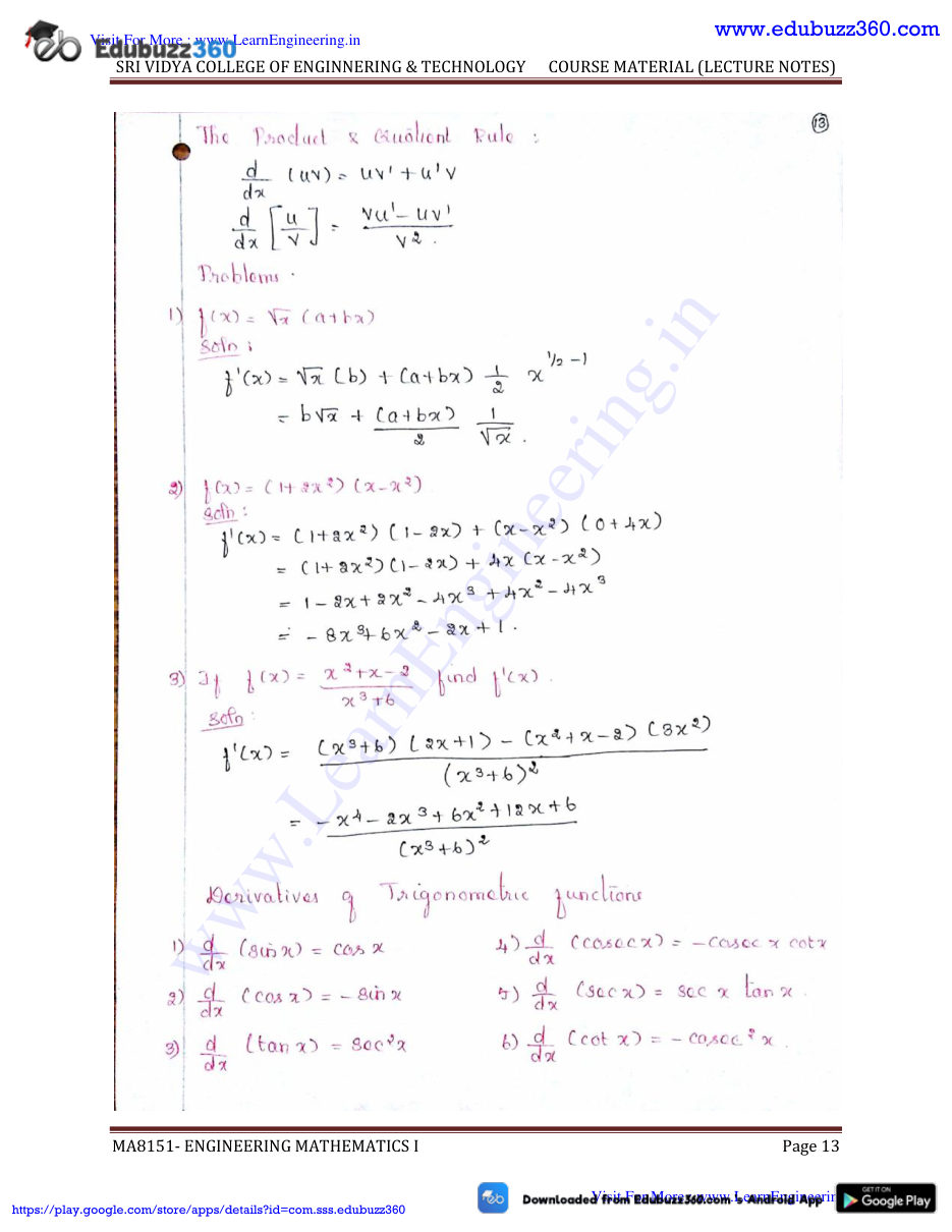 Engineering Mathematics I Lecture Notes — page 13
