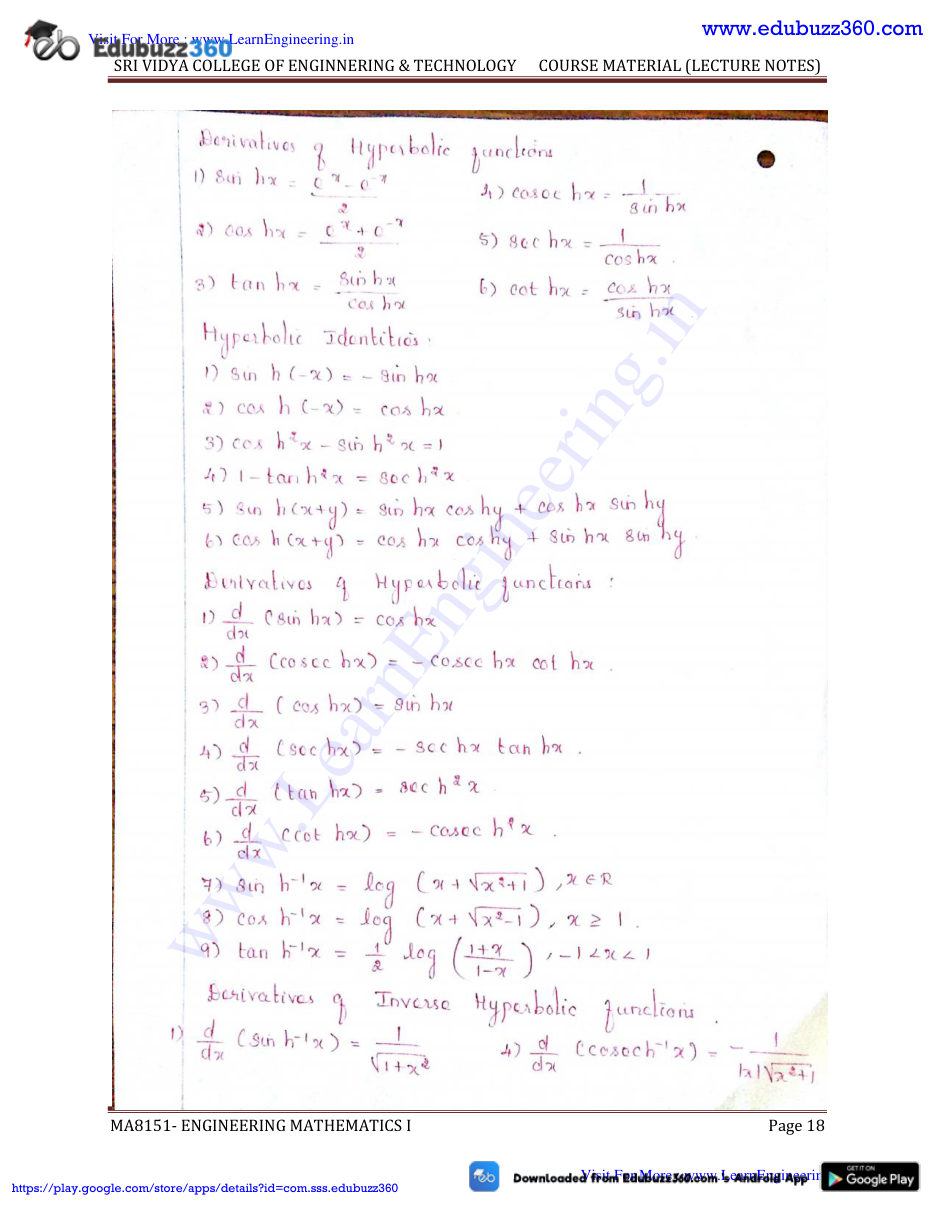 Engineering Mathematics I Lecture Notes — page 18