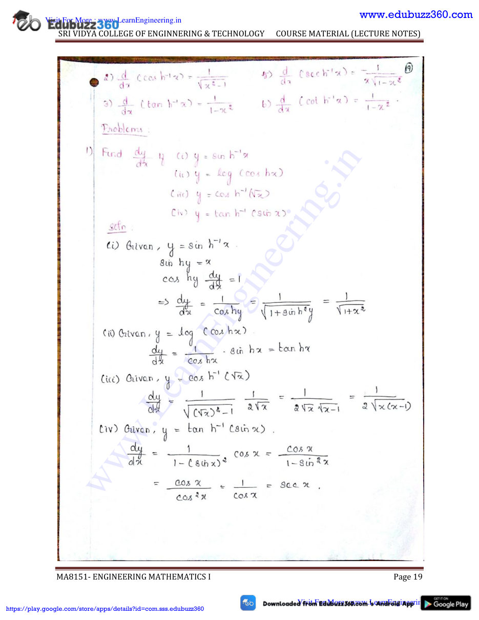 Engineering Mathematics I Lecture Notes — page 19