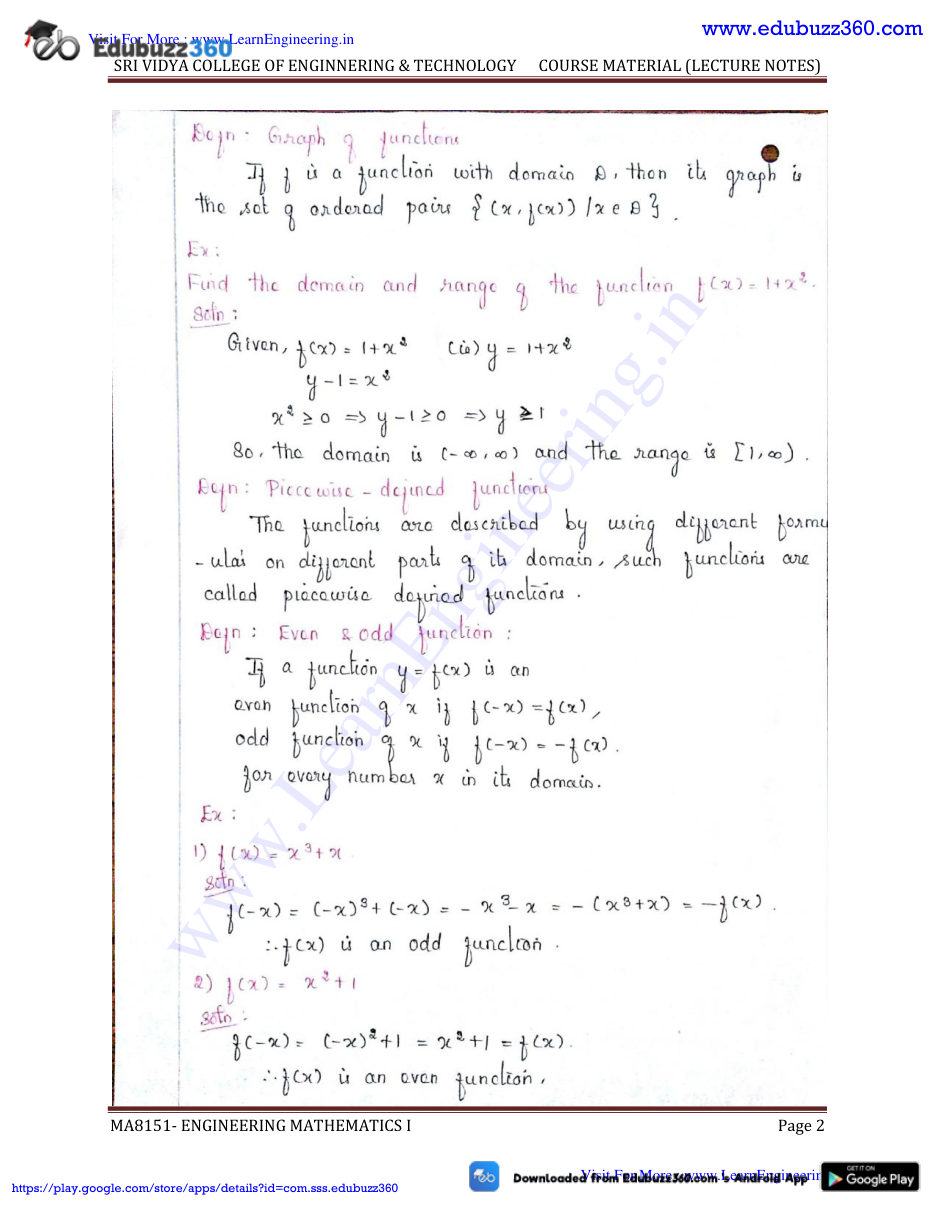 Engineering Mathematics I Lecture Notes — page 2