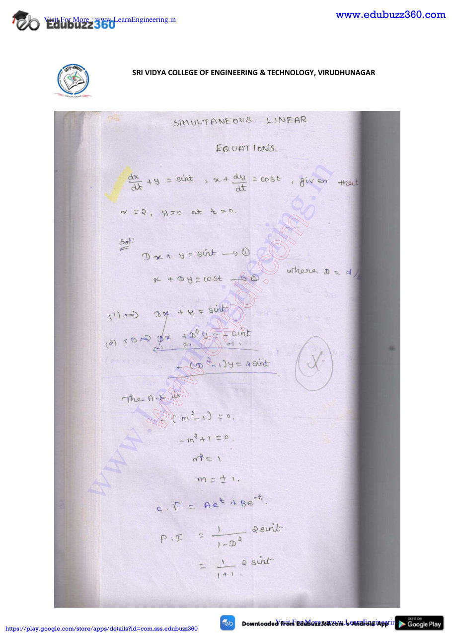 Engineering Mathematics I Lecture Notes — page 250