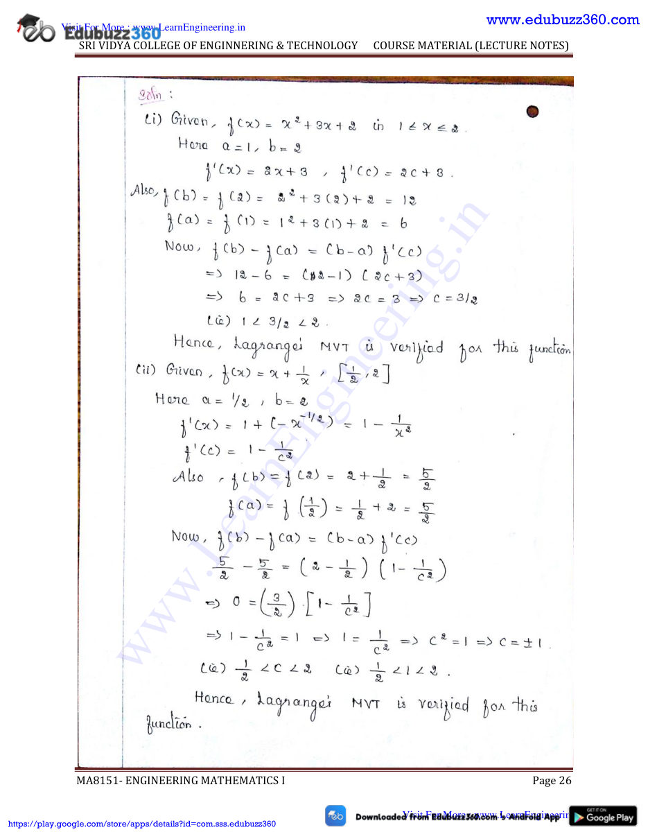 Engineering Mathematics I Lecture Notes — page 26