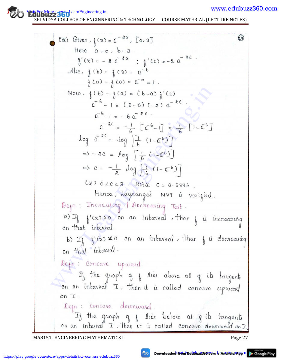 Engineering Mathematics I Lecture Notes — page 27