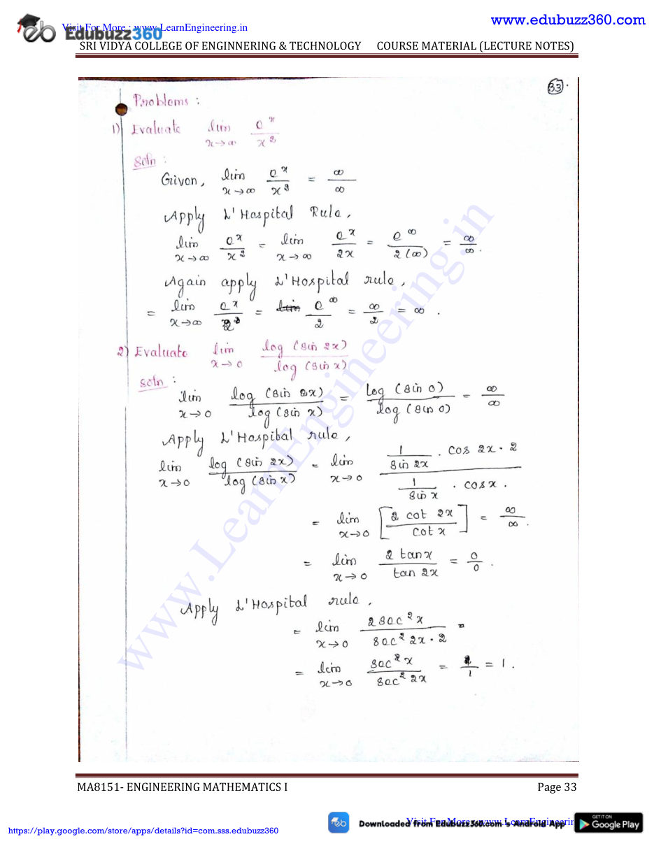 Engineering Mathematics I Lecture Notes — page 33