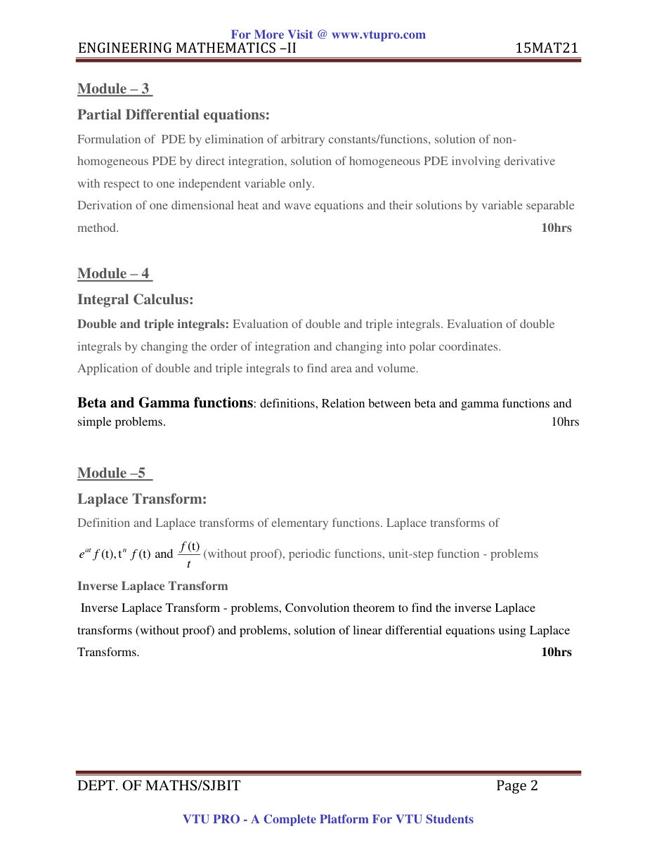 Engineering Mathematics II — page 2
