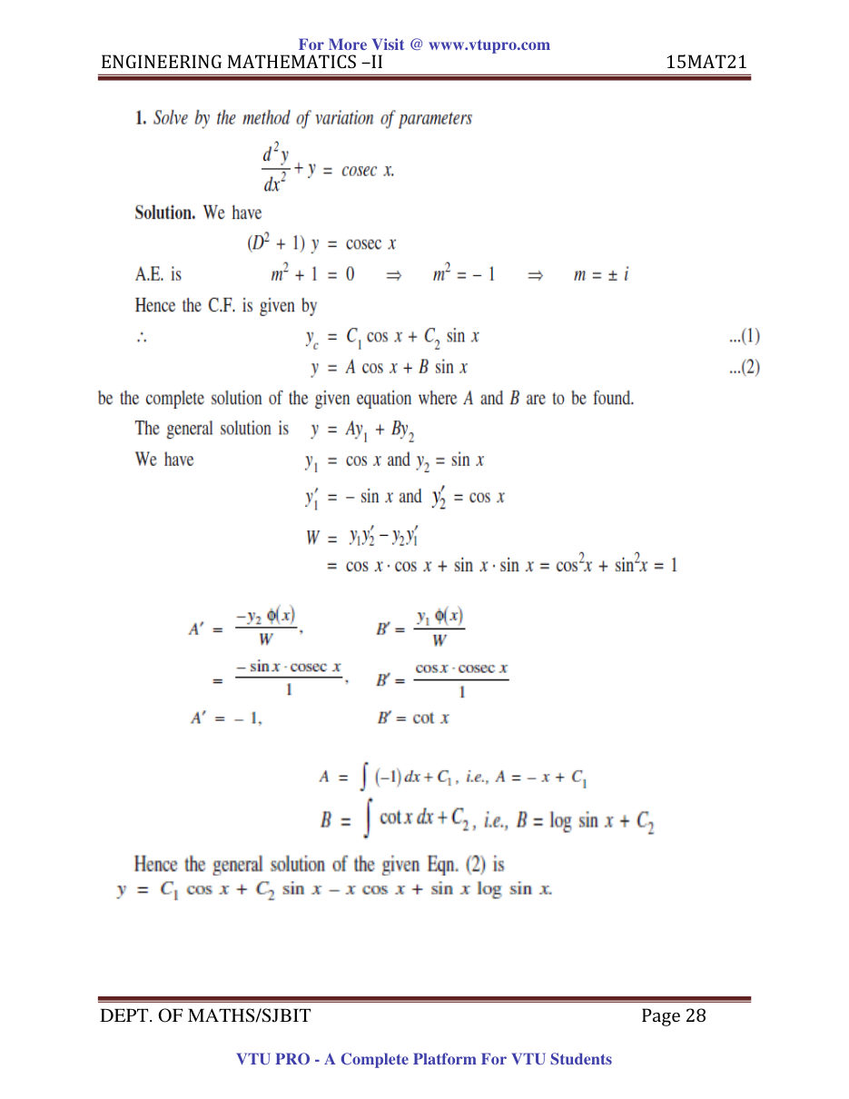 Engineering Mathematics II — page 28