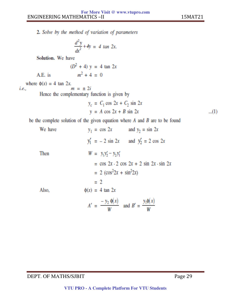 Engineering Mathematics II — page 29
