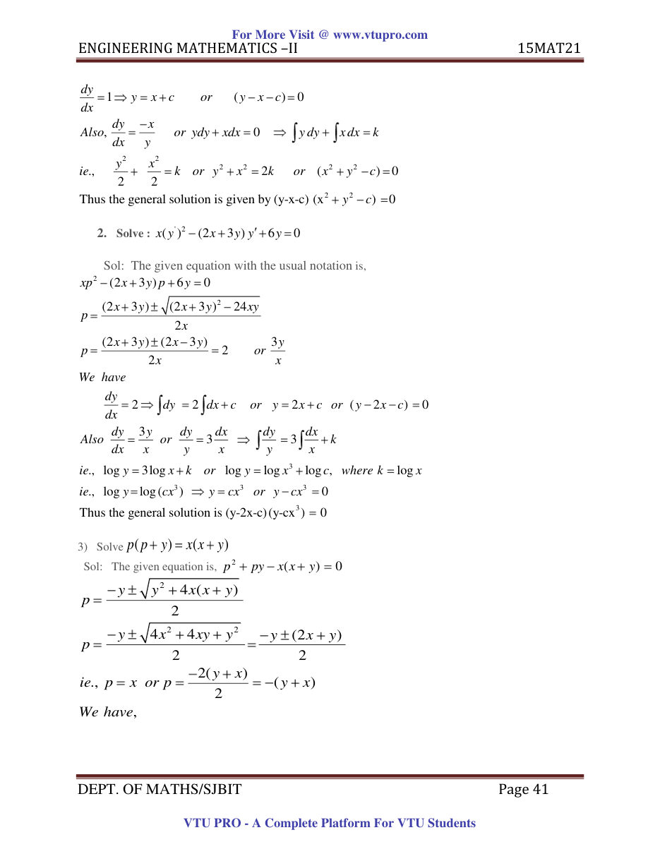 Engineering Mathematics II — page 41