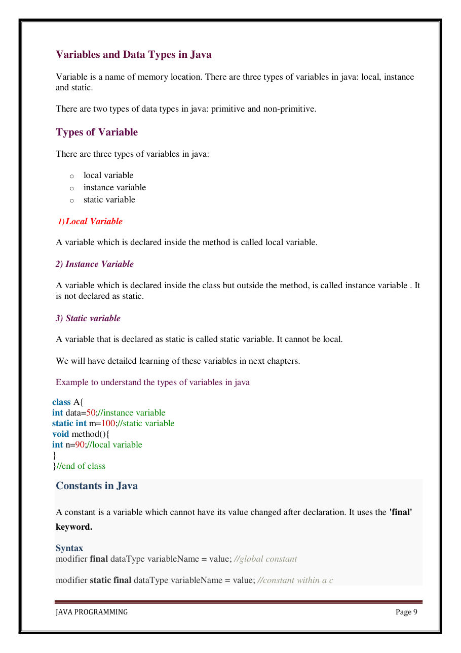 Java Programming Notes for B.Tech 2nd Sem — page 15