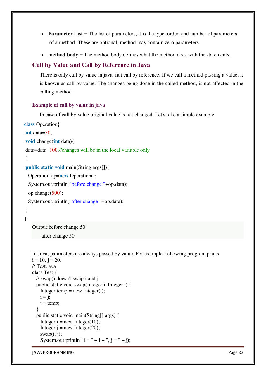 Java Programming Notes for B.Tech 2nd Sem — page 29