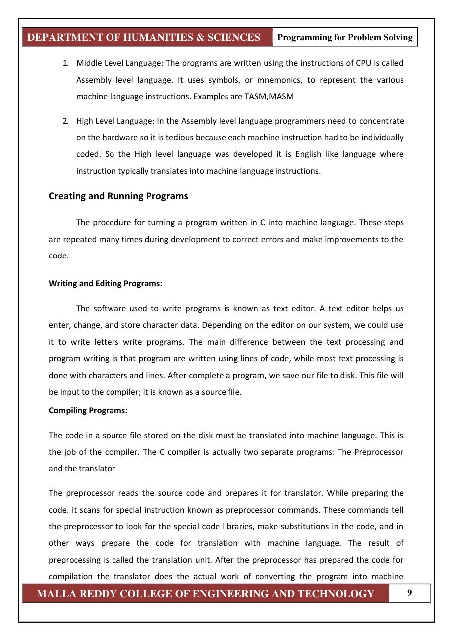 PROGRAMMING FOR PROBLEM SOLVING 1 — page 15