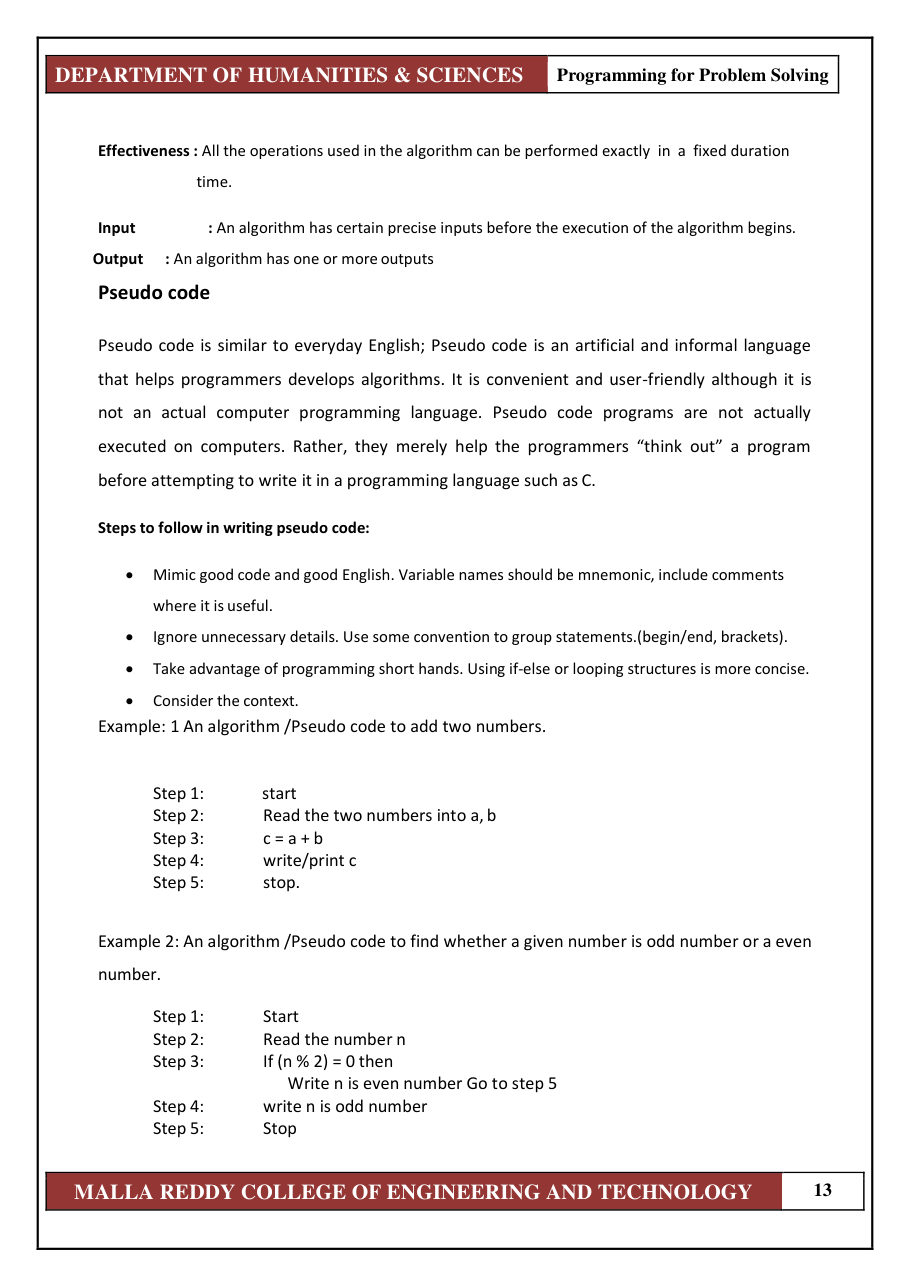 PROGRAMMING FOR PROBLEM SOLVING 1 — page 19