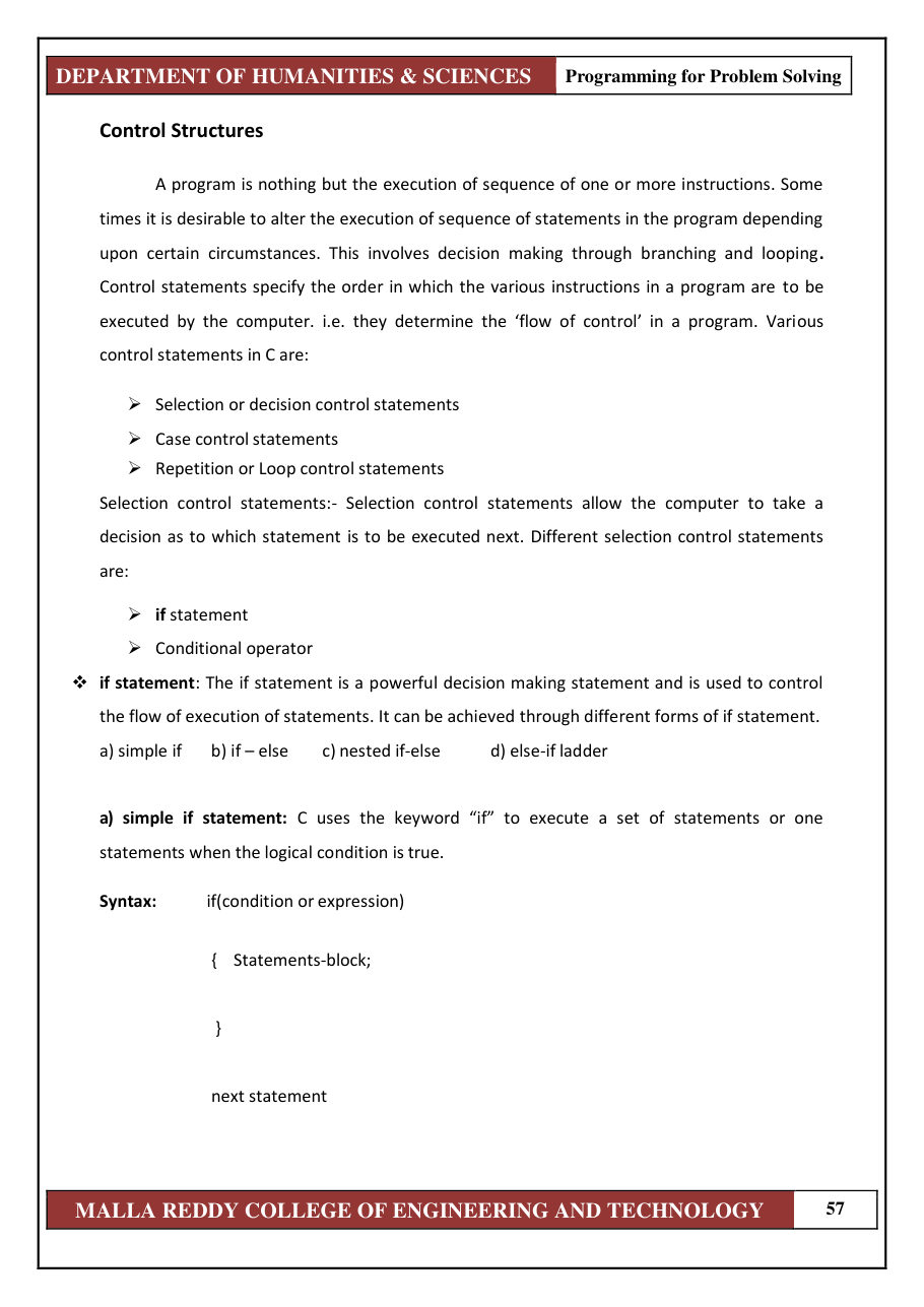 PROGRAMMING FOR PROBLEM SOLVING 1 — page 63