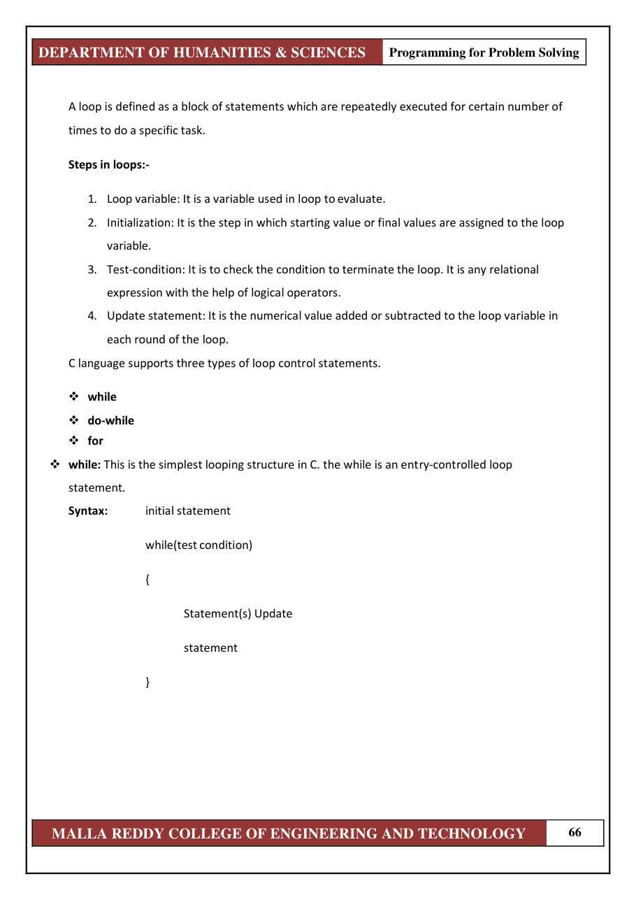 PROGRAMMING FOR PROBLEM SOLVING 1 — page 72