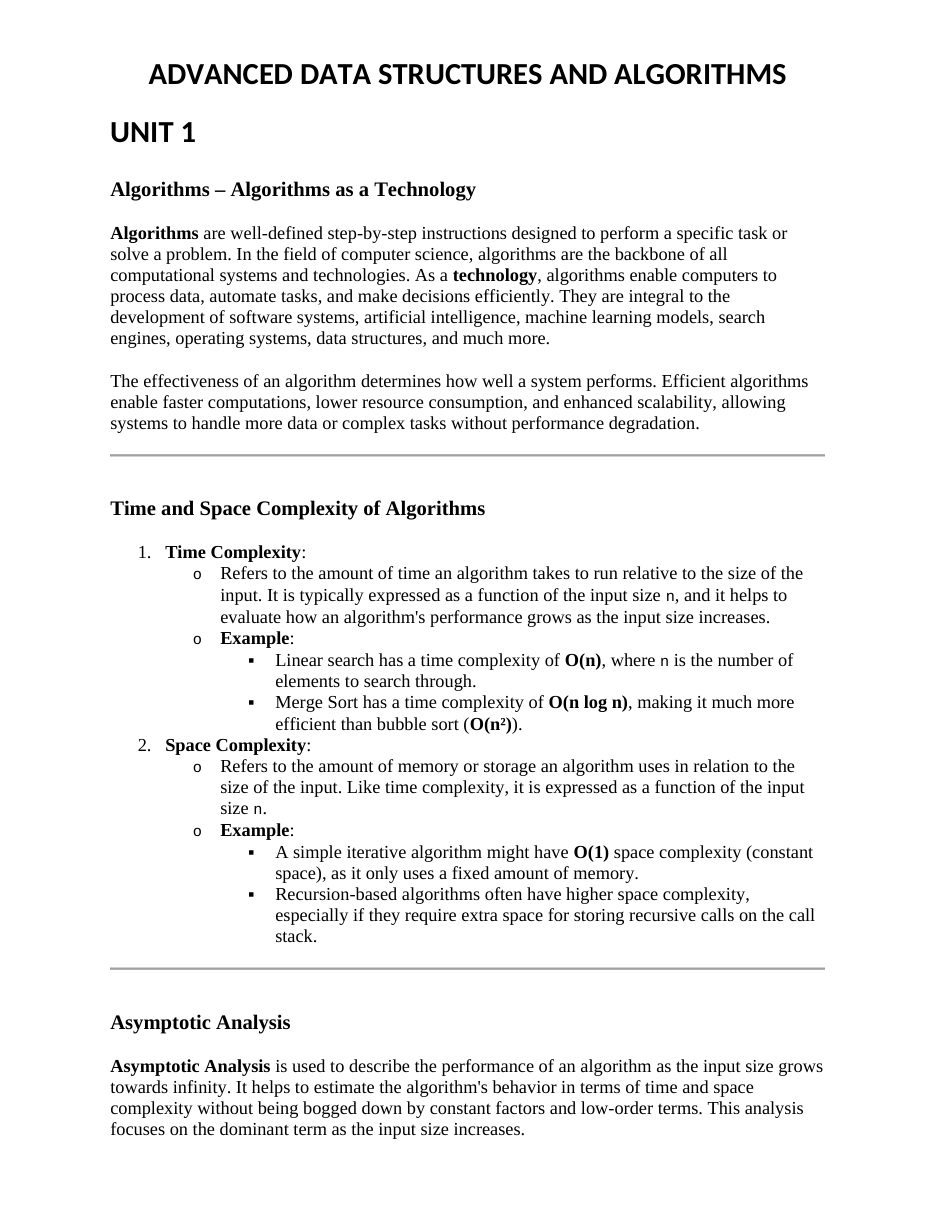 Advanced Data Structures and Algorithms Notes — page 1