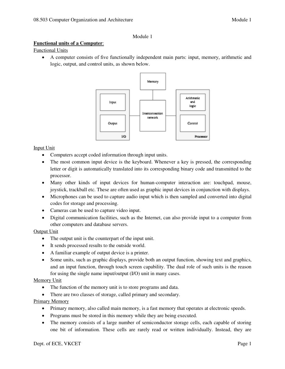 Computer Organization and Architecture — page 1