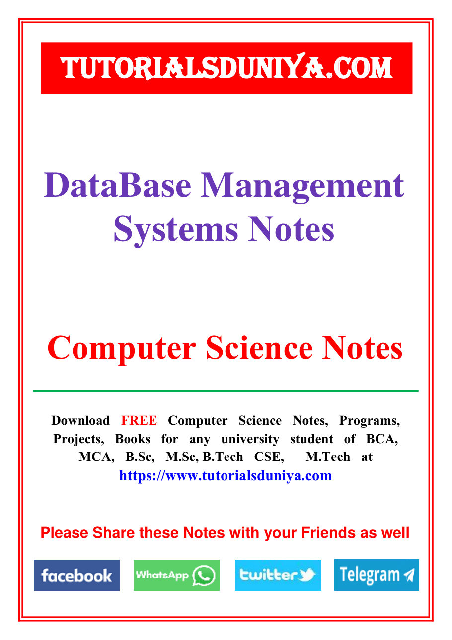 Database Management System Notes PDF — page 1